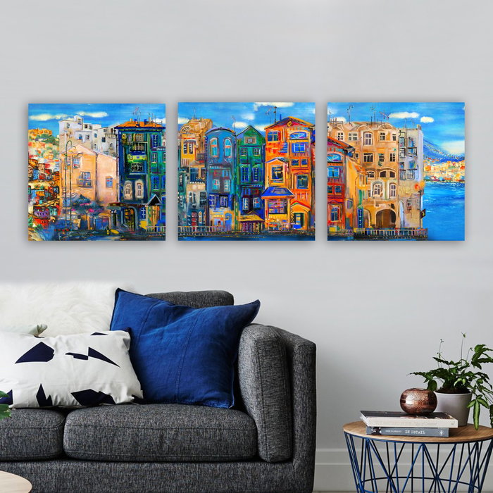 Wallity Conjunto de 3 Pinturas Decorativas en Lienzo Multicolor Wallity Conjunto de 3 Pinturas Decorativas en Lienzo Multicolor